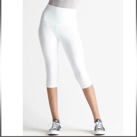 Yummie By Heather Thomson White High Rise Cropped Leggings. Size Small. EUC! - Picture 1 of 6